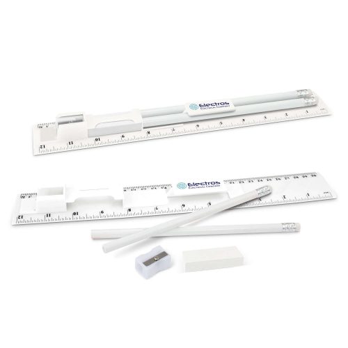 116445 Pencil and Ruler Set White