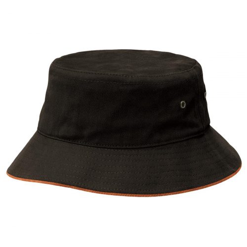 4007 Sandwich Brim Bucket Hat Black Burnt Orange