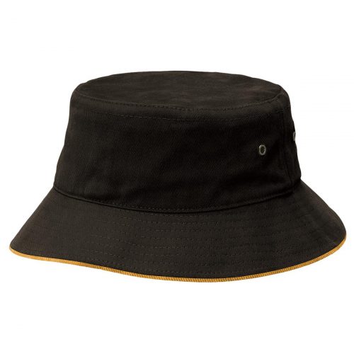 4007 Sandwich Brim Bucket Hat Black Gold