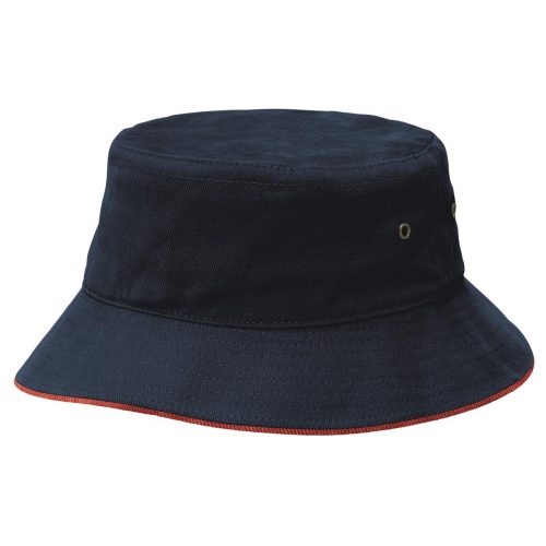 4007 Sandwich Brim Bucket Hat Navy red