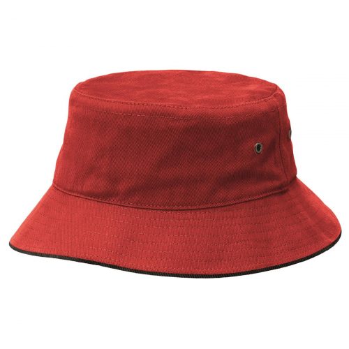 4007 Sandwich Brim Bucket Hat Red Black