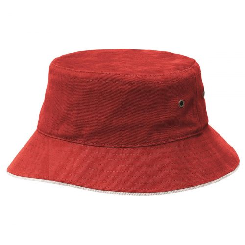 4007 Sandwich Brim Bucket Hat Red White