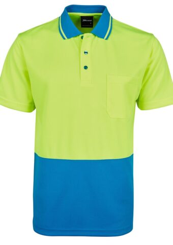 6HVNC Hi Vis Non Cuff Traditional Polo LIme Aqua