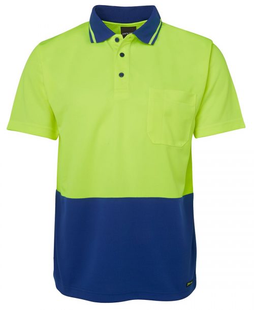 6HVNC Hi Vis Non Cuff Traditional Polo Lime Royal