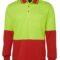 6HVPL Hi Vis Long Sleeve Traditional Polo Lime Red