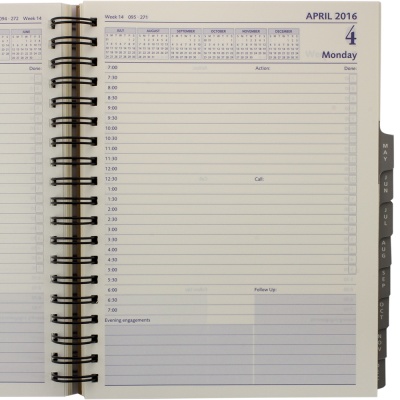 793 21 Quarto Management Daily Coram Day to Page Refillable Wiro Diary Inside