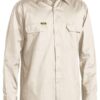 BS6893 Bisley L:S Lightweight Drill Workshirt sand front