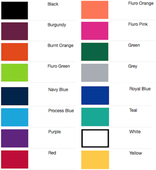 Gemini Lanyard Colour Chart