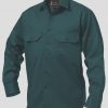 K04010 KingGee Open Front Drill LS Shirt Green