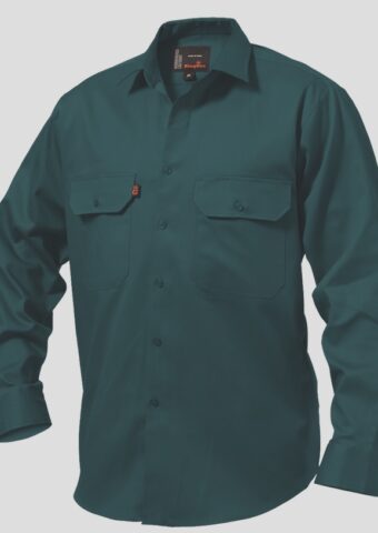 K04010 KingGee Open Front Drill LS Shirt Green