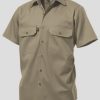 K04030 KingGee Open Front Drill SS Shirt Khaki