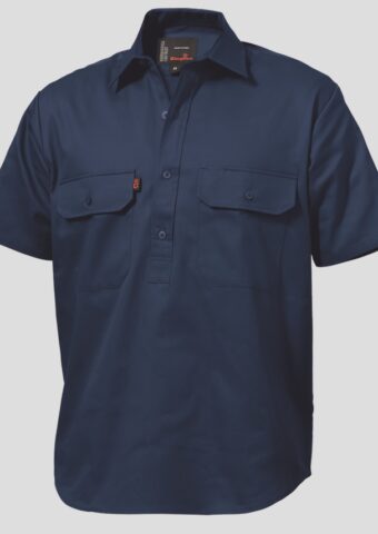 K04060 KingGee Closed Front Drill SS Shirt Navy