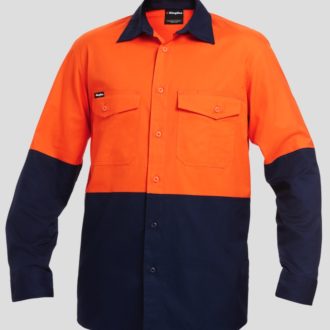 K54870 KingGee Workcool 2 Spliced LS Shirt Orange Navy