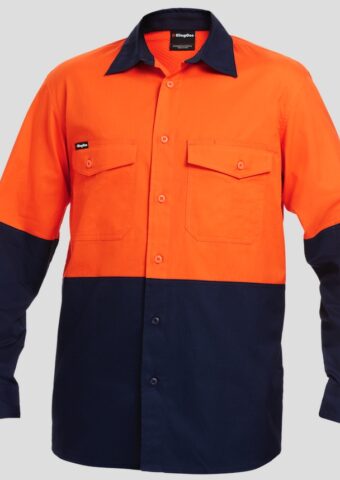 K54870 KingGee Workcool 2 Spliced LS Shirt Orange Navy