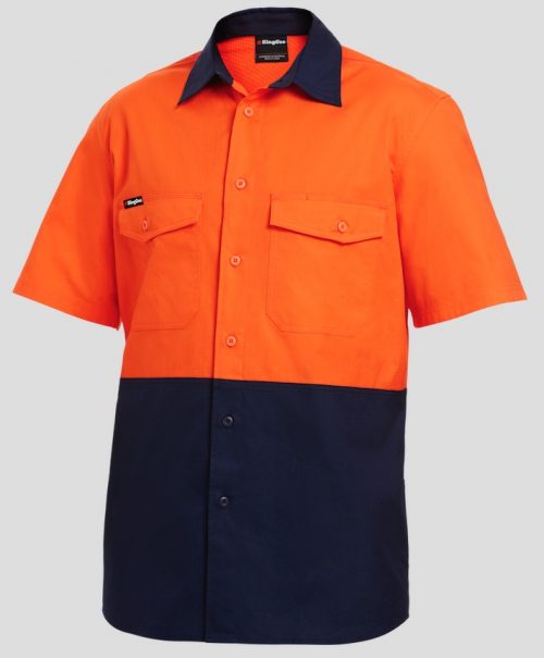 K54875 KingGee Workcool 2 Spliced SS Shirt Orange Navy