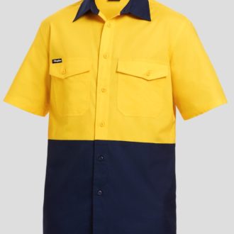 K54875 KingGee Workcool 2 Spliced SS Shirt Yellow Navy