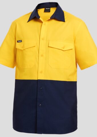 K54875 KingGee Workcool 2 Spliced SS Shirt Yellow Navy