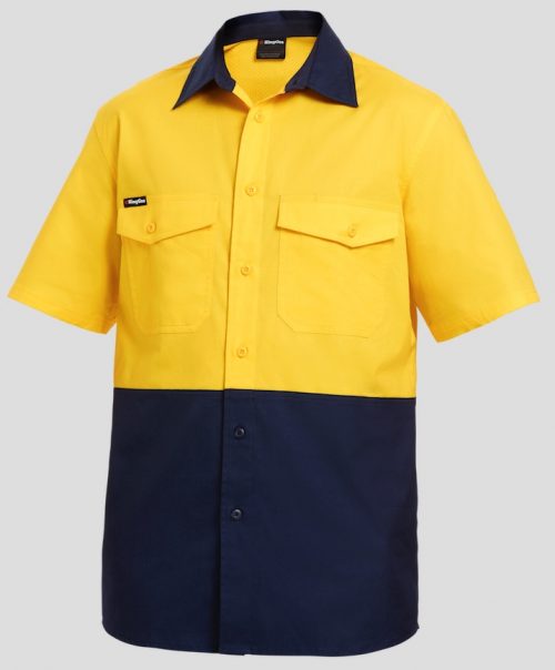 K54875 KingGee Workcool 2 Spliced SS Shirt Yellow Navy