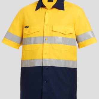 K54885 KingGee Workcool 2 Reflective Spliced LS Shirt Yellow Navy