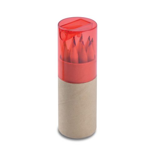 LL193 Coloured Pencils in Cardboard Tube Natural Red