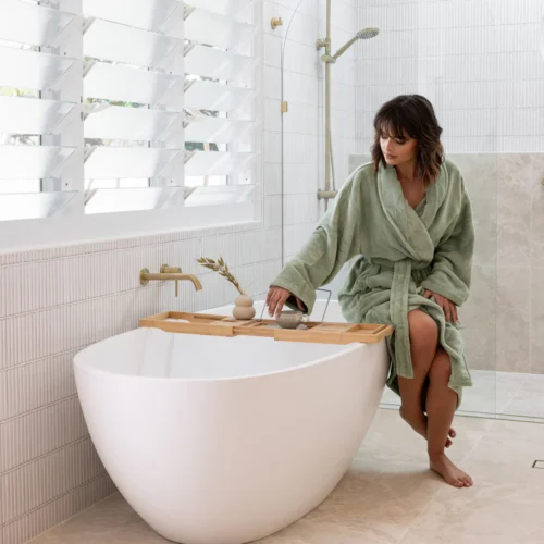 MPRLSTO Microplush Bathrobe sage bath