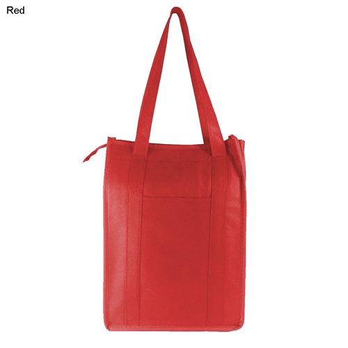 NWB015 Non Woven Cooler Bag with Top Zip Closure Red