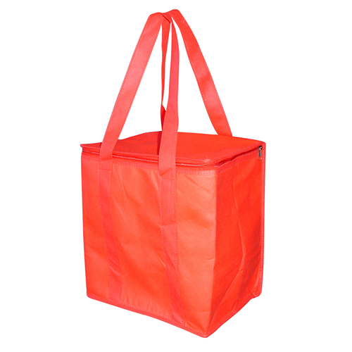 NWB016 Non Woven Cooler Bag with Zippled Lid Red