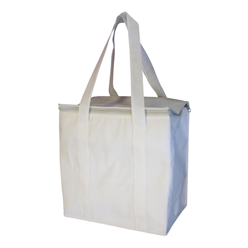 NWB016 Non Woven Cooler Bag with Zippled Lid White