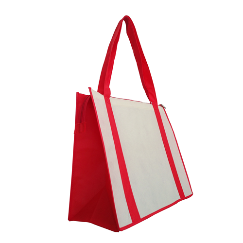 NWB017 Non Woven Large Zippered Shopping Bag Red