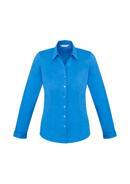 S770LL Ladies Monaco Long Sleeve Shirt Cyan Front