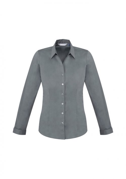 S770LL Ladies Monaco Long Sleeve Shirt Platinum Front