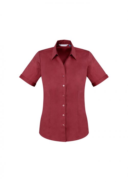 S770LS Ladies Monaco Short Sleeve Shirt Cherry Front