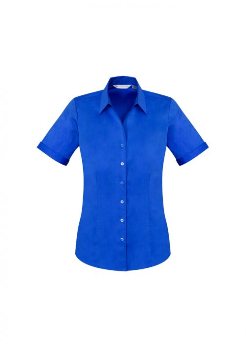 S770LS Ladies Monaco Short Sleeve Shirt ElectricBlue Front