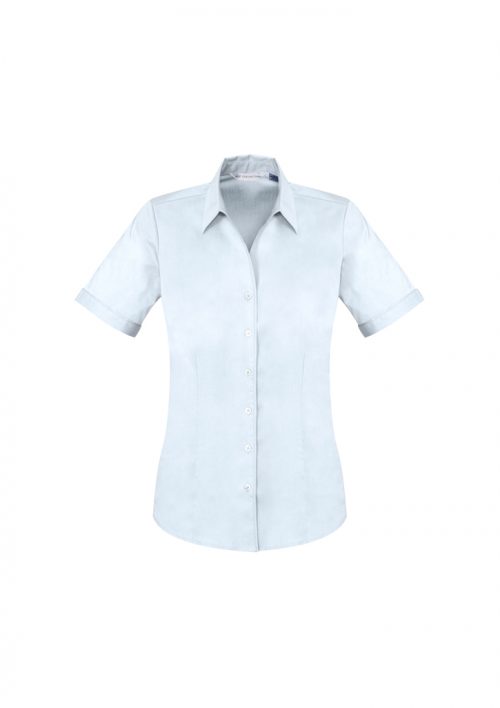S770LS Ladies Monaco Short Sleeve Shirt White Front