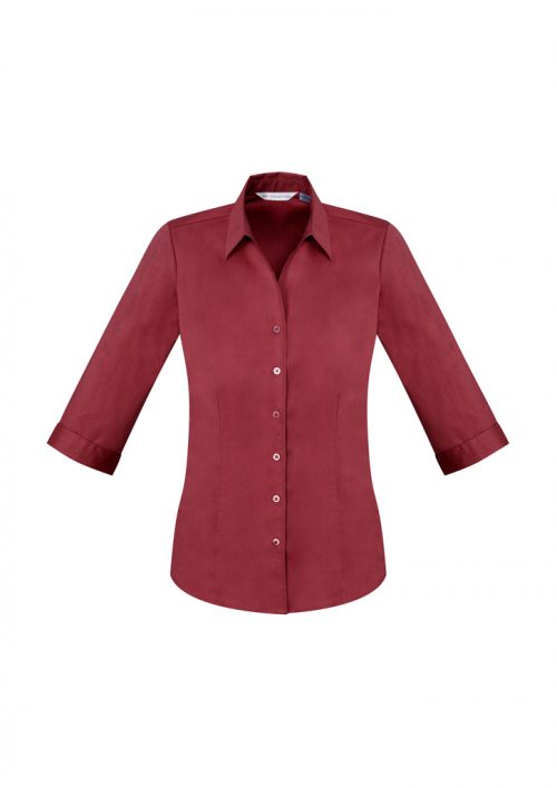 S770LT Ladies Monaco 34 Sleeve Shirt Cherry Front