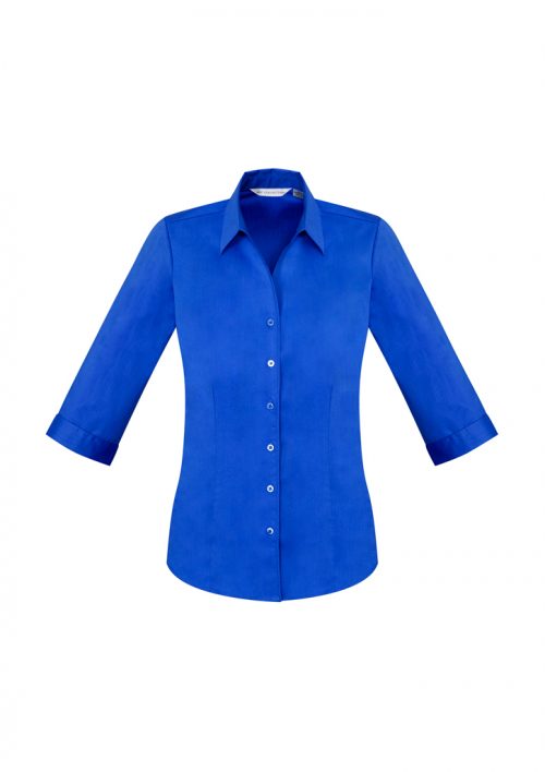 S770LT Ladies Monaco 34 Sleeve Shirt ElectricBlue Front