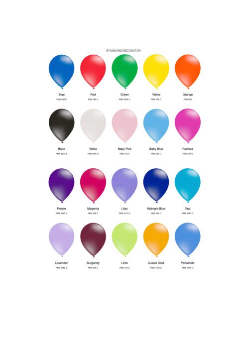 Standard:Decorator Balloon Colour Chart