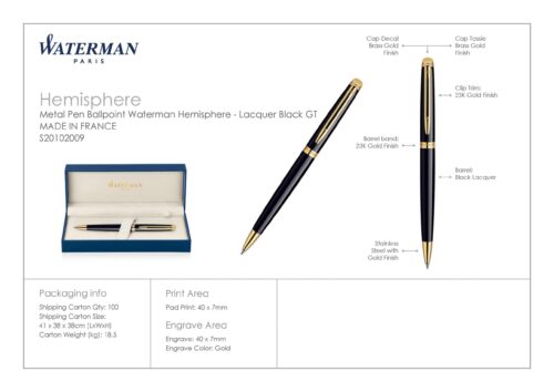 Waterman Hemisphere Ballpoint Pen Lacquer Black GT 4 scaled