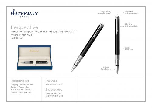Waterman Perspective Ballpoint Pen Black CT 4 scaled
