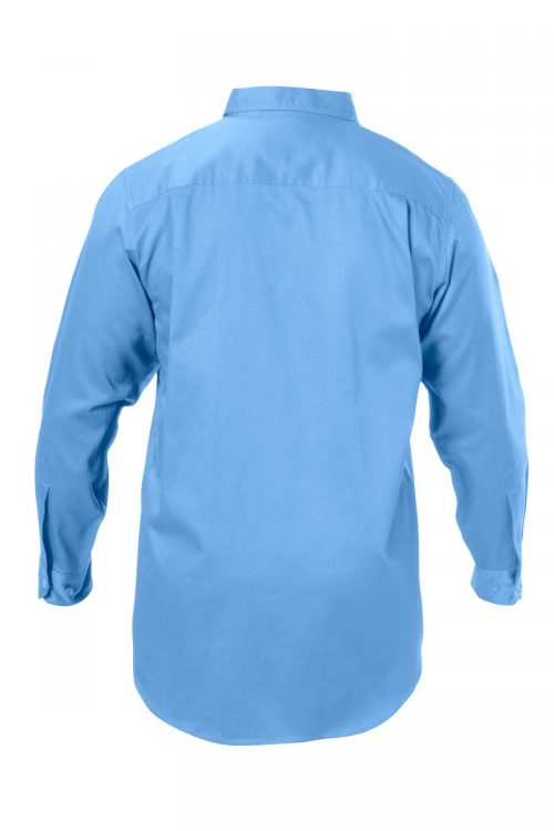 Y07500 Hard Yakka Foundations Cotton Drill LS Shirt Blue Medit Back