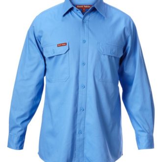 Y07500 Hard Yakka Foundations Cotton Drill LS Shirt Blue Medit Front