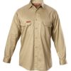 Y07500 Hard Yakka Foundations Cotton Drill LS Shirt Khaki Front
