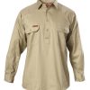 Y07530 Hard Yakka Foundations Cotton Drill Closed Front LS Shirt Khaki Front