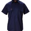 Y07540 Hard Yakka Foundations Cotton Drill Closed Front SS Shirt Navy Front