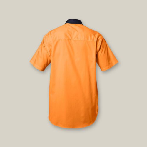 Y07559 Hard Yakka Koolgear Ventilated Hi Vis S:S Shirt orange navy back