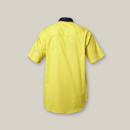 Y07559 Hard Yakka Koolgear Ventilated Hi Vis S:S Shirt yellow navy back
