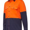 Y07730 Hard Yakka Koolgear Ventilated Hi Vis LS Shirt Orange Navy Front