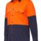 Y07730 Hard Yakka Koolgear Ventilated Hi Vis LS Shirt Orange Navy Front