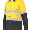 Y07740 Hard Yakka Koolgear Ventilated Hi Vis LS Shirt with Tape Yellow Charcoal Front