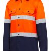 Y07940 Hard Yakka 2 Tone Taped Vented LS Shirt Orange Navy Front